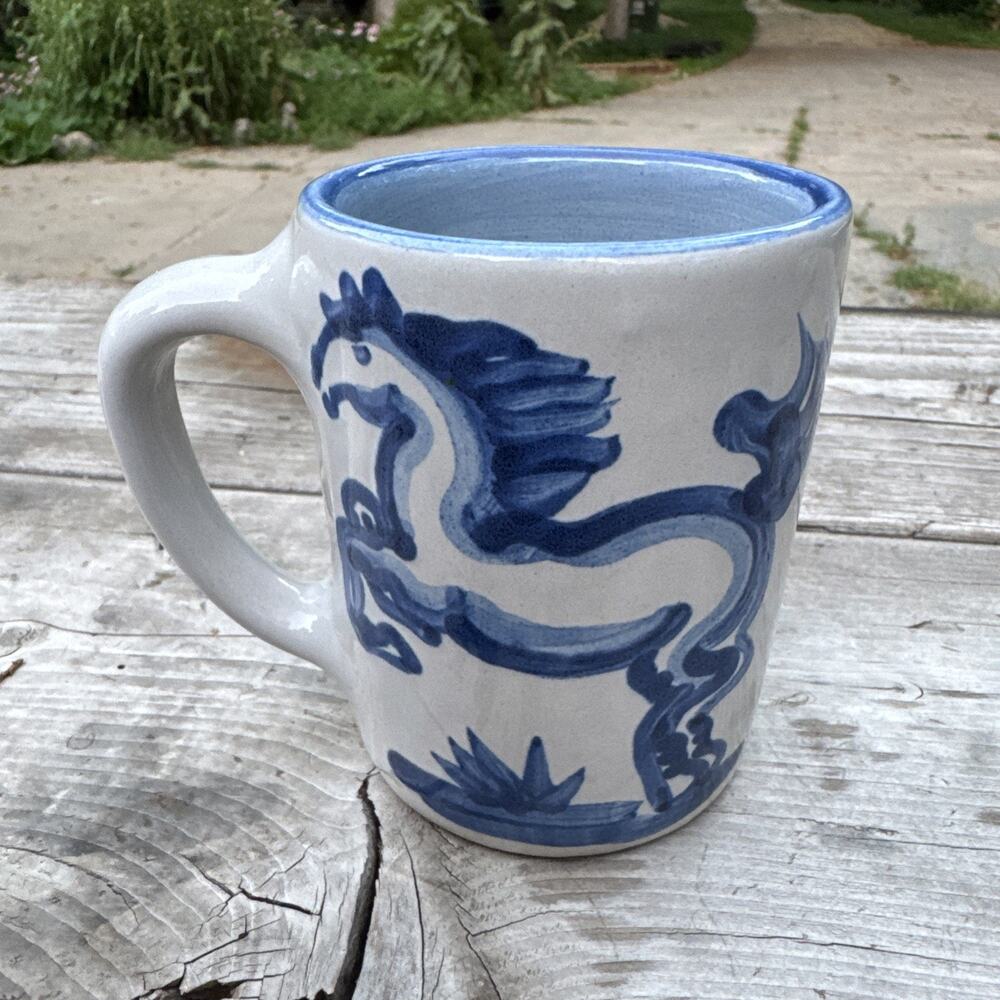 Vintage M.A. Hadley Ceramic Pottery Kentucky Whoa Rearing Horse Coffee Cup